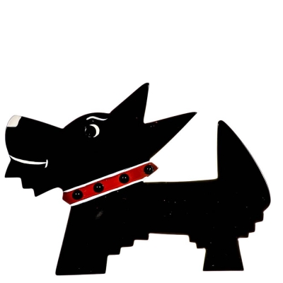 broche chien muso noir