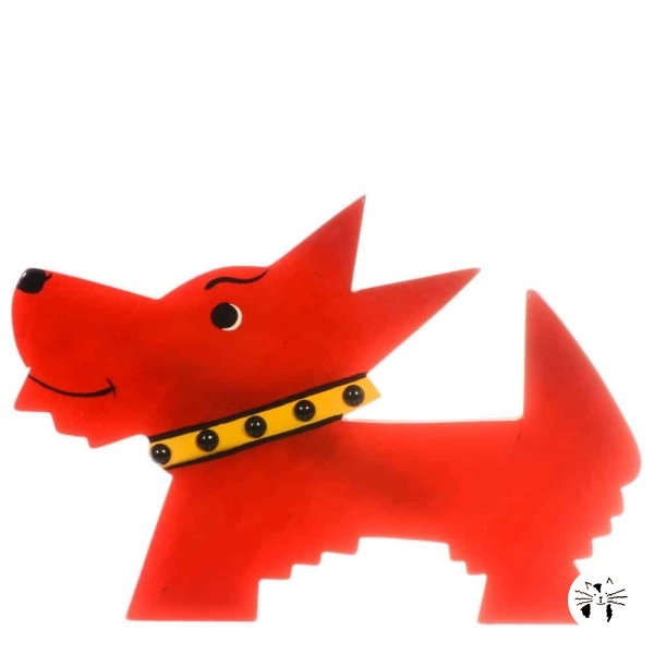 broche chien muso rouge