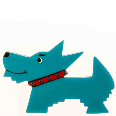 broche chien muso turquoise