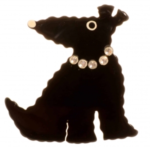 broche chien ondulo noir