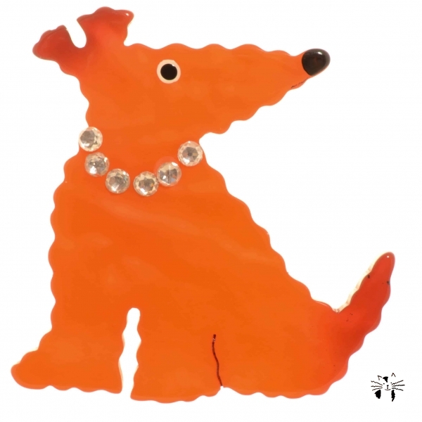 broche chien ondulo orange