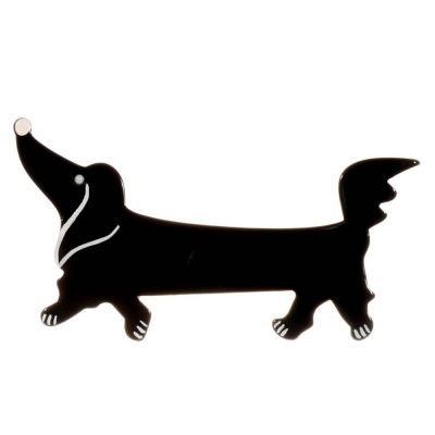 broche chien teckel noir