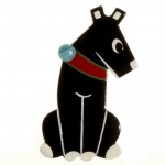 broche chien timide noir