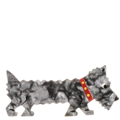 broche chien titane gris marbre