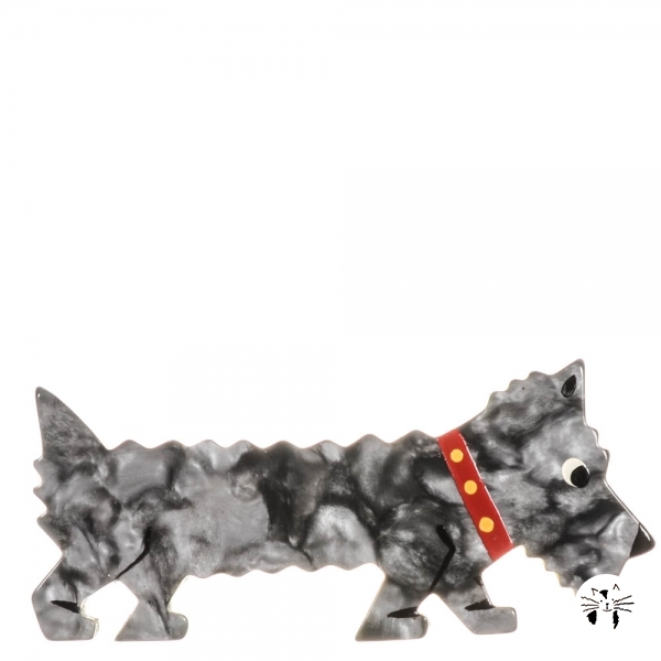 broche chien titane gris marbre