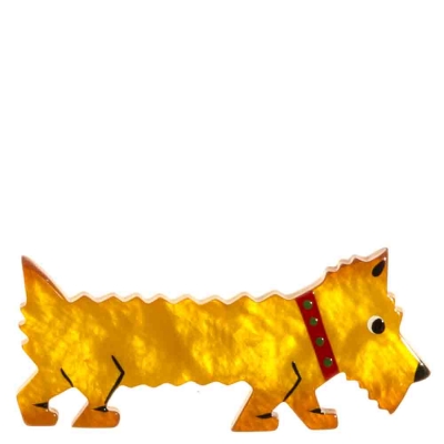 broche chien titane jaune