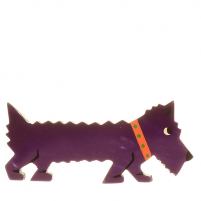 broche chien titane violet