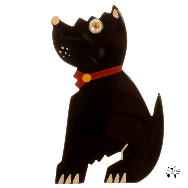 broche chien toy noir
