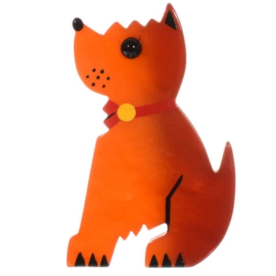 broche chien toy orange