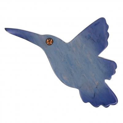 broche colibri bleu