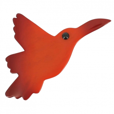 broche colibri roux