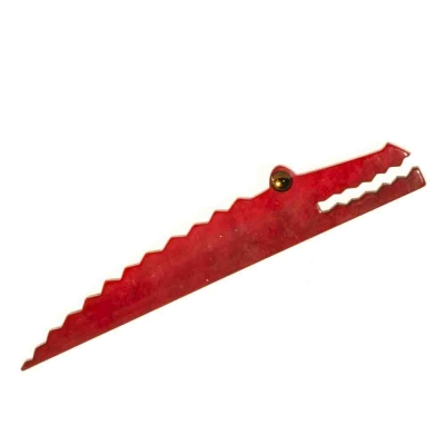 broche croco long rouge