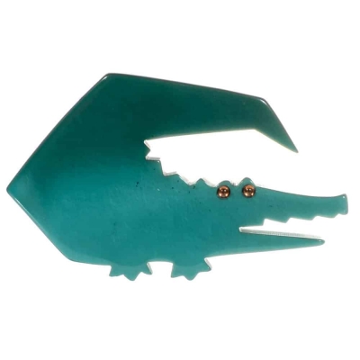 broche crocodile trapeze turquoise