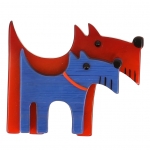 broche double chien roux bleu