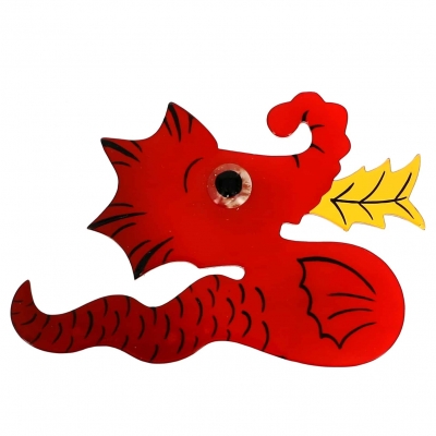 broche dragon rouge