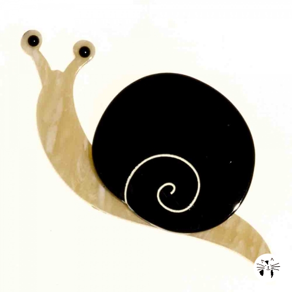 broche escargot noir et ivoire