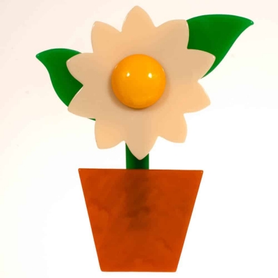 broche fleur en pot blanche