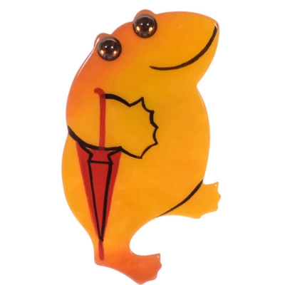 broche grenouille parapluie jaune
