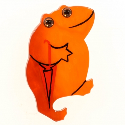 broche grenouille parapluie orange