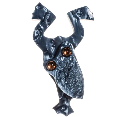 broche grenouille plongeante bleu acier
