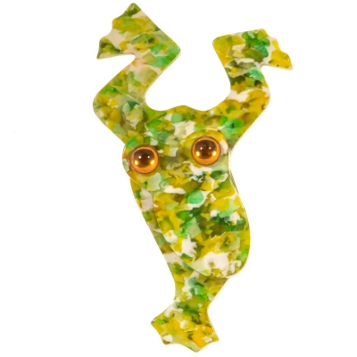 broche grenouille plongeante vert paillettes
