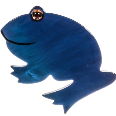 broche grenouille ronde bleue