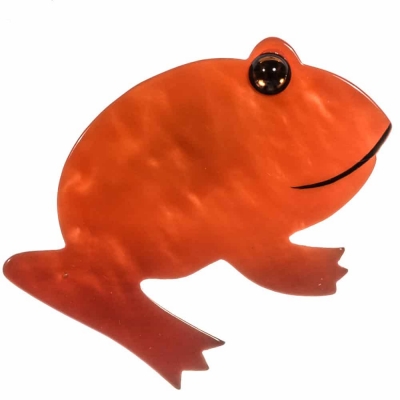 broche grenouille ronde orange