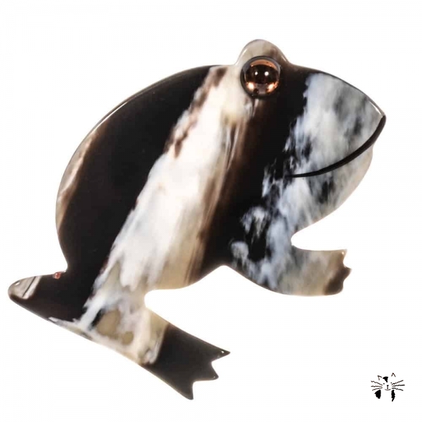 broche grenouille ronde rayures