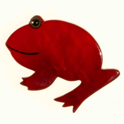 broche grenouille ronde rouge