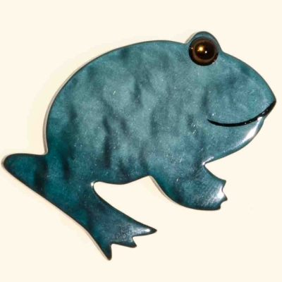 broche grenouille ronde turquoise