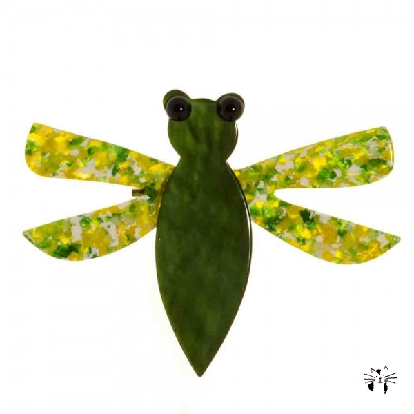 broche libelluel vert