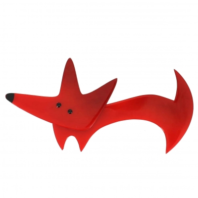 broche loup bis rouge