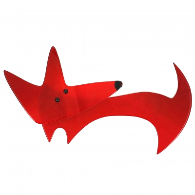 broche loup rouge