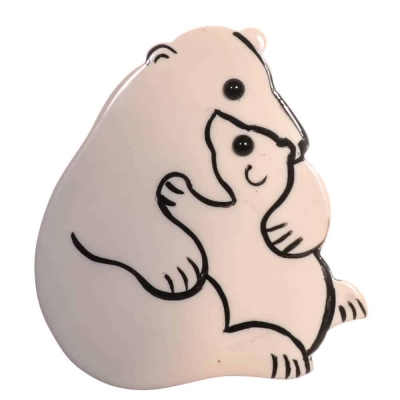 broche maman ours blanc