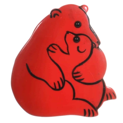 broche maman ours rouge