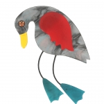 broche oiseau twisty gris et turquoise