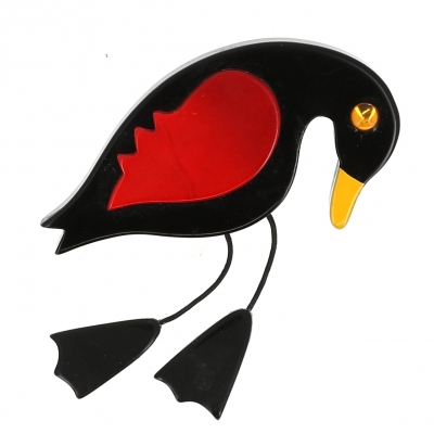 broche oiseau twisty noir rouge noir