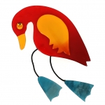 broche oiseau twisty rouge jaune turquoise