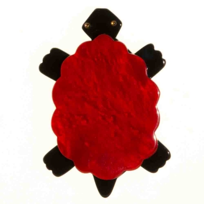 broche tortue rouge