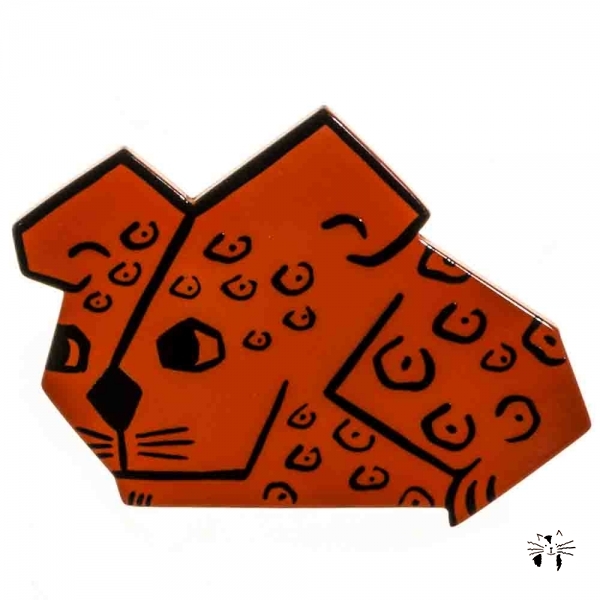 broches hors séries souris rectangle orange leopard