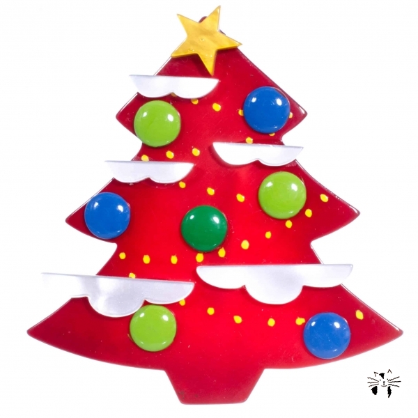 broches noël sapin nuage rouge