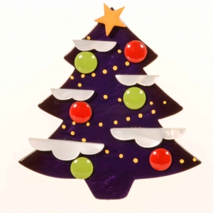 broches noël sapin nuage violet