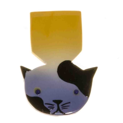 medaille broche tete chat