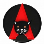 broche chat paris noir et rouge