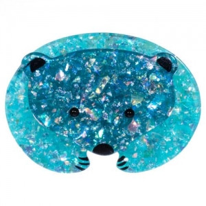 broche ours polaire turquoise brillant