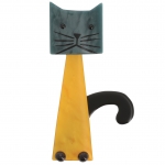 broche chat cafetière jaune acier
