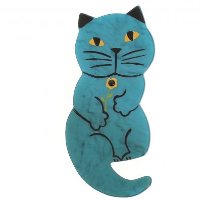 broche chat leon turquoise