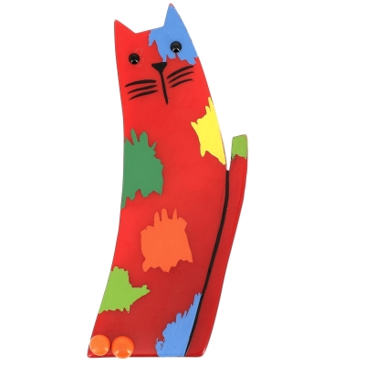 broche chat pollock rouge