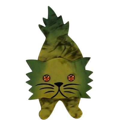 broche chat roc vert mousse