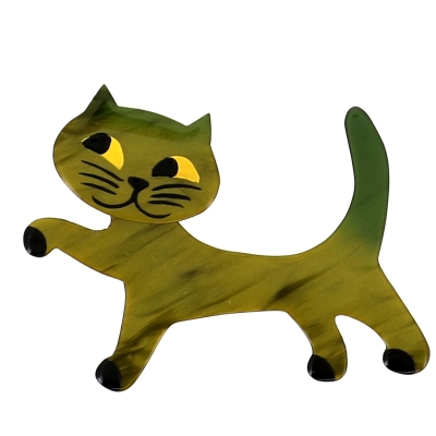 broche chat titi vert mousse